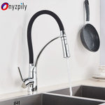 Onyzpily Black High Quality Kitchen Faucet Cold and Hot Deck Mounted Kitchen Tap Brushed nickle and Black torneira para cozinha