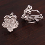 GRACE JUN New Flower Clip on Earrings No Pierced Gorgeous Bride Wedding AAA Cubic Zircon  No Hole Earrings High Quality Ear Clip