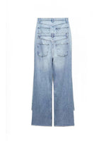 TRAF Women's loose hole decoration high-waisted jeans Fashion versatile wide-legged trousers Elegant fashion women's clothing