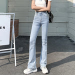 Flared Jeans Woman High Waist Denim Trousers For Female Blue White Black Elastic Skinny Fashion Classic Leisure Wide Leg Pants