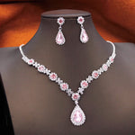 Rhinestone Flower Necklace Set for Women Choker Necklace and Earrings Party Birthday Wedding Dress Bridal Jewelry Sets Fashion