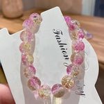 Women's Cracked Quartz Crystal Beaded Round Glass Beads Stretch Bracelet Bangle Bracelets Women Girl Charm Wrap Jewelry