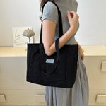 Corduroy Tote Bag for Women Waterproof Causal Shopping Bag Large Capacity Shoulder Bags Handbags for School Work Travel 2023 New