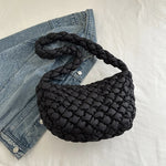 Fashion Winter Soft Pleated Plaid Shoulder Bags For Women, Casual Handbags Versatile Crossbody Bags For Daily Used