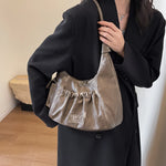 Distressed Vintage Shoulder Bags For Women Pleated Design Large Capacity Retro Hobo Bag 2024 Winter New Designer Handbags Luxury