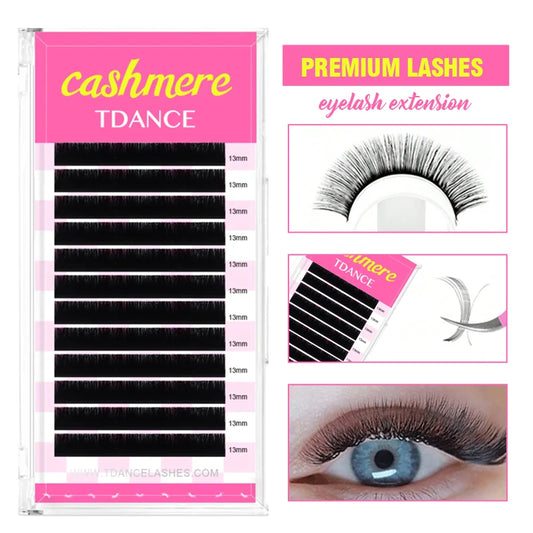 TDANCE Cashmere Lash Extensions Super Matte Black Classic Lash Extensions Individual Volume Lash for Professional Mink Lashes