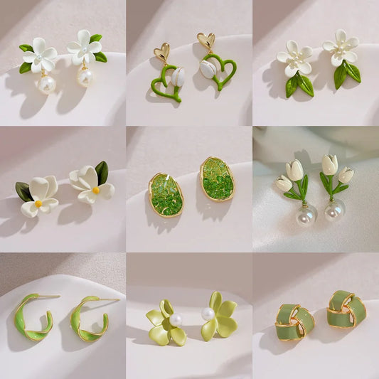 New Trend Contracted Sweet Fresh Flowers Drop Earrings 2023 Spring Summer Fine Versatile Women Jewelry Girl's Earrings