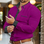 2025Men's Shirt Button Up Casual Shirt Long Sleeve Line Patchwork Shirt Everyday Resort Wear Casual Comfort Casual Elegant Plus