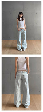y2k Vintage Women Jeans Low Waist Zipper Button Solid Trousers with Pockets Aesthetic Streetwear Washed Jeans