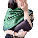 [BYSIFA] New Emerald Green Silk Scarf Women Brand Leopard Printed Square Scarves 90*90cm Fashion Accessories Headscarves Hijabs