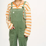 Women's Corduroy Overalls Solid Color Square Neck Pants Jumpsuit with Front Pockets Casual Streetwear