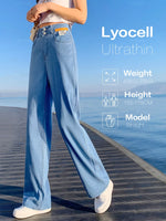 Brand Clothing Summer Soft Natural Lyocell Fabric Women's Jeans Thin Baggy Straight Denim Pants High Waist Casual Trouser Female