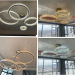 Modern Luxury Ring Crystal Led Ceiling Chandelier Living Dining Room Bedroom Lustre Decor Pendant Lights Hanging Lamp Fixture