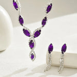 BLIJERY Elegant Purple Crystal Jewelry Sets for Women Crystal Rhinestones Necklace Earrings Bridal Wedding Party Jewelry Sets