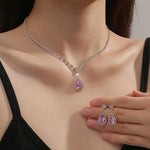 3 Wedding Season Women's Fashion Droplet Necklace and Earring Set Banquet Party Accessories 4055
