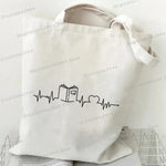 Books Heartbeat Women Fashion Shoulder Bag Bookworm Bibliophile Student Tote Bag 2024 New Heartbeat Trend Lady Commuter Handbag