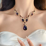 2 Pcs Inlaid Rhinestone Water Drop Necklace Earring Jewelry Sets for Women 2025 Hot Sale Personalized Wedding Bride Accessories