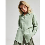 Muslin 100% Cotton Shirt Causal Soild Loose Womens Tops Button Clothing Long Sleeve Elegant Shirts And Blouses Festival Gifts