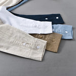 Cotton Linen Shirt  Japanese Style Mandarin Collar Long Sleeve Casual Loose Fit Button-Up Shirt Men's Retro Camping Fishing