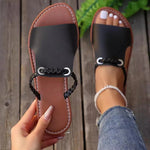 Women's Summer Comfortable Beach Slippers Fashion Braided Band Flat Sandals Woman Lightweight Soft Pu Leather Slippers Plus Size