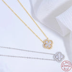 S925 Sterling Silver Four-leaf Clover Necklace for Women, Inlaid With Cubic Zirconia, A Light Luxury Clavicle Chain SL42