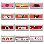 2025 New Women's Gift Cute Rabbit Cat Dogs Italian Charms Links Beads Fit 9mm Stainless Steel Modular Modular Bracelet Jewelry