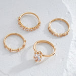 Fashion Big Zircon Statement Rings Set Minimalist High Quality Gold Plated High Quality Crystal Charm Finger Ring Copper Jewelry