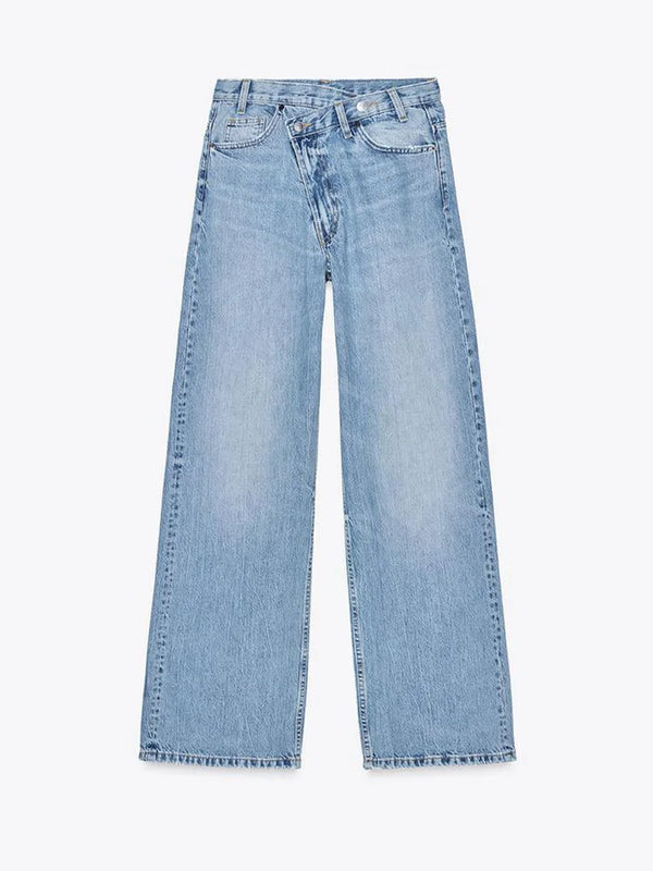 DFCF American Style Vintage Washed Jeans Women Y2k Streetwear Fashion High Waist Loose Wide Leg Pants 2025 New Casual Jeans