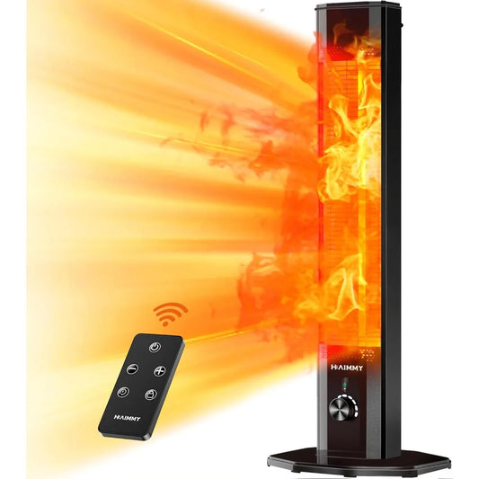 Outdoor Electric Patio Heater, 42in Infrared Heater with Remote, 9 Heat Levels, 9H Timers, 1500W Instant Heating