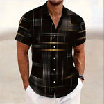 8 Color Men's Geometric Grid Shirt Button Shirt Short Sleeve Fashion Casual Outdoor Vacation Streetwear 3D Printed Lapel Shirt
