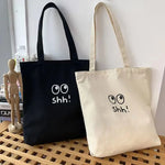 Simple Shopping Bag Canvas Handbag Simple Letter Printed Large Capacity Shoulder Bag Shopping Bag Student Underarm Bag