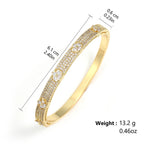 Yupsk Luxury Shiny Full Zircon Open Bangle Bracelet for Women Exquisite Brass Flowers Design Wedding Party Jewelry Gift