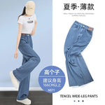 Summer Thin Soft Women's Jeans Natural Lyocell Fabric Baggy Wide Leg Denim Pants Streetwear Loose Casual Female Clothing S-3XL