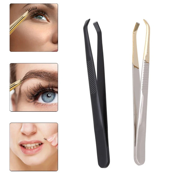 1PCS-5pcs Eyebrow Tweezers Facial Hair Removal Clip Stainless Steel Flat Slant Tip Eyebrow Eyelash Makeup Tweezer Beauty Tools