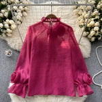 Ruffle Chiffon Blouse Summer Women Lantern Sleeve Fashion Slim Loose Vacation Ladies Y2K Casual Chic Tops