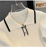 Ice silk knitted short sleeved T-shirt for women's summer 2024 new fashionable and stylish polo shirt top