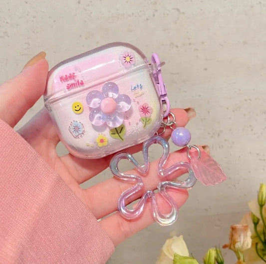 Fashion Flower Case For Airpods 4 (2024) Cute Earphone Case For AirPods Pro 2nd 3 1 2 Earphone Charging Box Keychain Lanyard