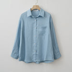 2025 Summer Autumn Long sleeve Linen oversized blouse Basic Shirt