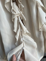 ETJ Spring 2025 New traf Women's Fashion Translucent fabric beaded rivets decorated V-neck lace ruffled romantic shirt