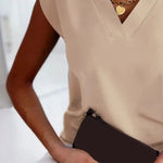 2024 Fashion Summer Casual Shirts Office Lady Tops Mujer Elegant Simple Blouse Women Short Sleeve V-Neck Woman Clothes 25684