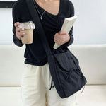 Korean Style Flap Nylon Bow Crossbody Bag Messenger Bag Niche Design Light Soft Nylon Bag Large Capacity Tote Bag Shoulder Bag