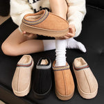 Slippers cotton home cotton shoes winter couples thick soled home solid color warm cotton slippers with velvet non-slip