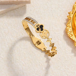 Classic stainless steel zircon enamel women's bracelet, high quality waterproof metal bracelet, wedding party jewelry