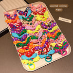40 cute colorful random rabbit ear hair rings with sweet and windy rubber bands suitable for daily use as hair accessories