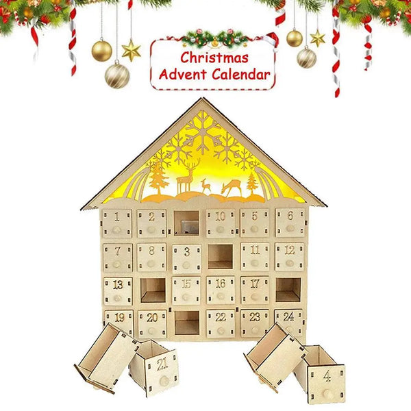 Christmas Advent Calendar 24 Days Countdown Decoration Reusable Detachable Wooden Tabletop Christmas Decoration