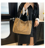 Large-Volume Suede Stylish Commuter Tote Bag For Ladies With One Shoulder Bag