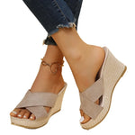 2024 Summer New Fashion Wedge Casual Waterproof Platform Platform Slippers Thick Sole High Heel Sandals for Women