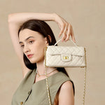 Design Luxury Women's Bag 2025 New Handbag, Quilted Chain Leather Shoulder Bag, Mini Square Bag, Top Handle Bag