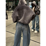 Gradient Spring 2025 Blue Jeans Women Y2K Vintage High Waisted Jeans Straight Streetwear Loose Large Wide Leg Denim Pants