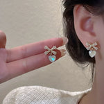 Non Pierced Mini Zircon Heart Clip on Earrings Fashion Temperament Small Heart Pearls Cloud Ears Clips for Women Evening Party